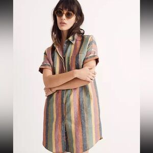 Madewell Rainbow Stripe Courier Dress size M